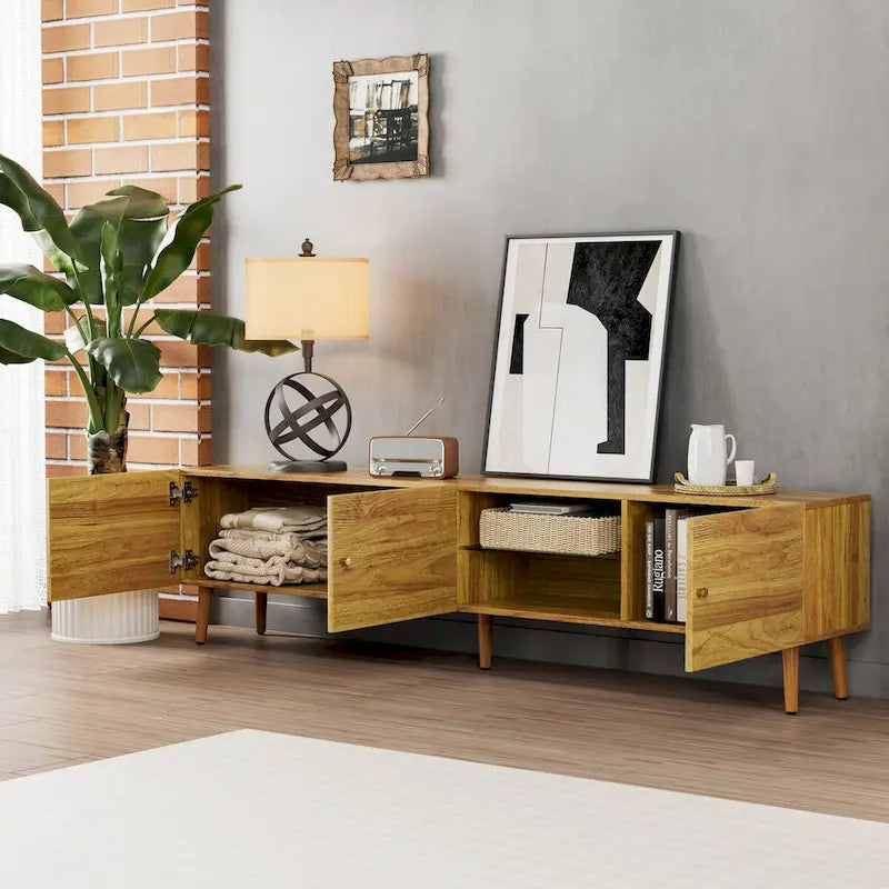 70" Mid-Century TV Media Console with 3-Door Storage