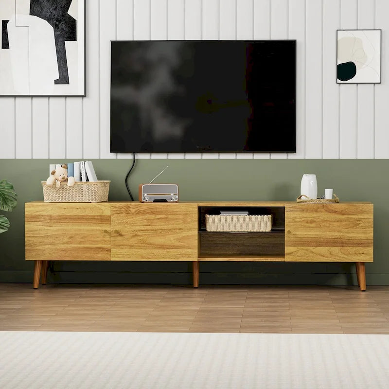 70" Mid-Century TV Media Console with 3-Door Storage