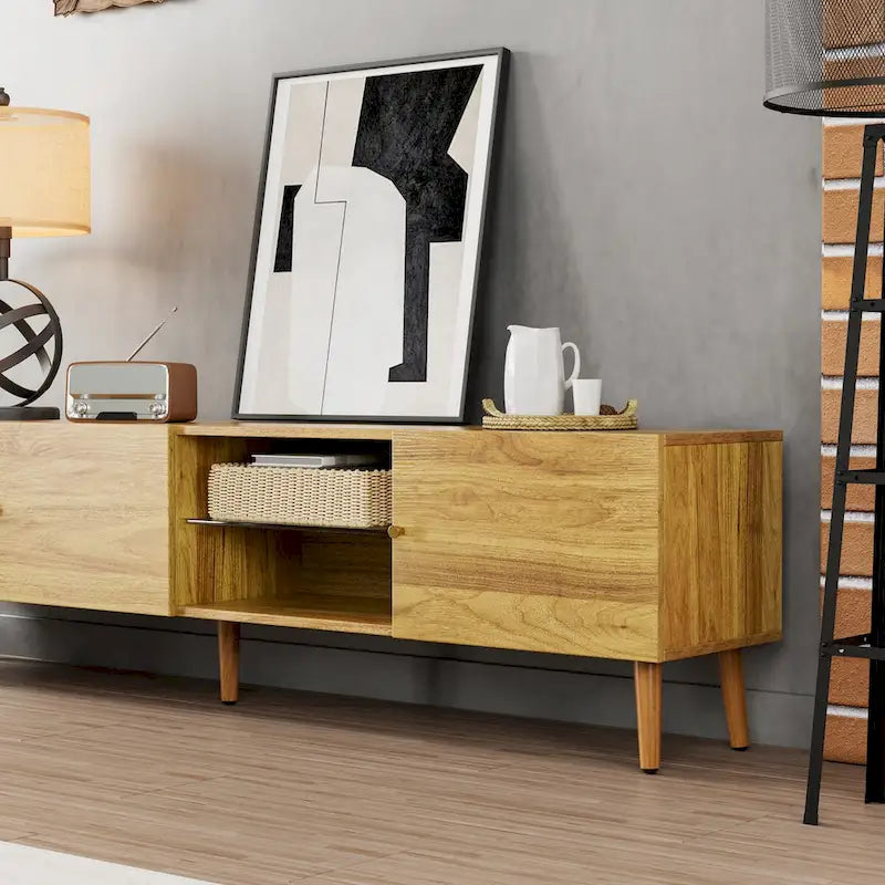 70" Mid-Century TV Media Console with 3-Door Storage