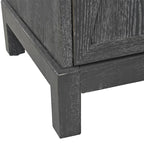 4-Door Storage Cabinet with Mirrored Doors and Solid Wood Legs