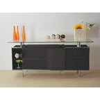 71" Lacquer Buffet with Frosted Sliding Glass Doors