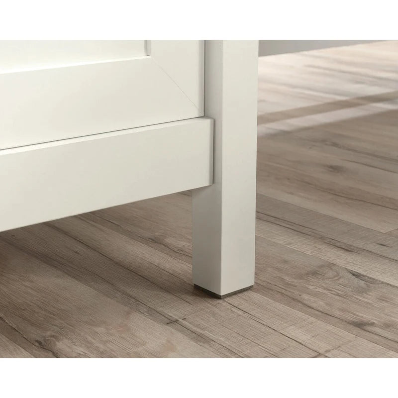 L-Shaped Desk with Drawers and Open Shelves - White