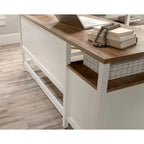 L-Shaped Desk with Drawers and Open Shelves - White