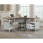 L-Shaped Desk with Drawers and Open Shelves - White