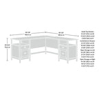 L-Shaped Desk with Drawers and Open Shelves - White