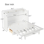 Queen Murphy Bed Cabinet in Solid Pine with USB Charging and Storage Drawer